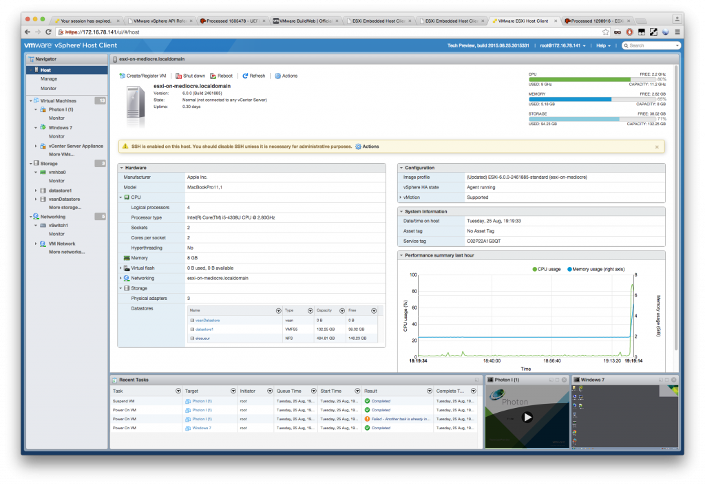 vsphere client 5.5 esxi email warnings setup