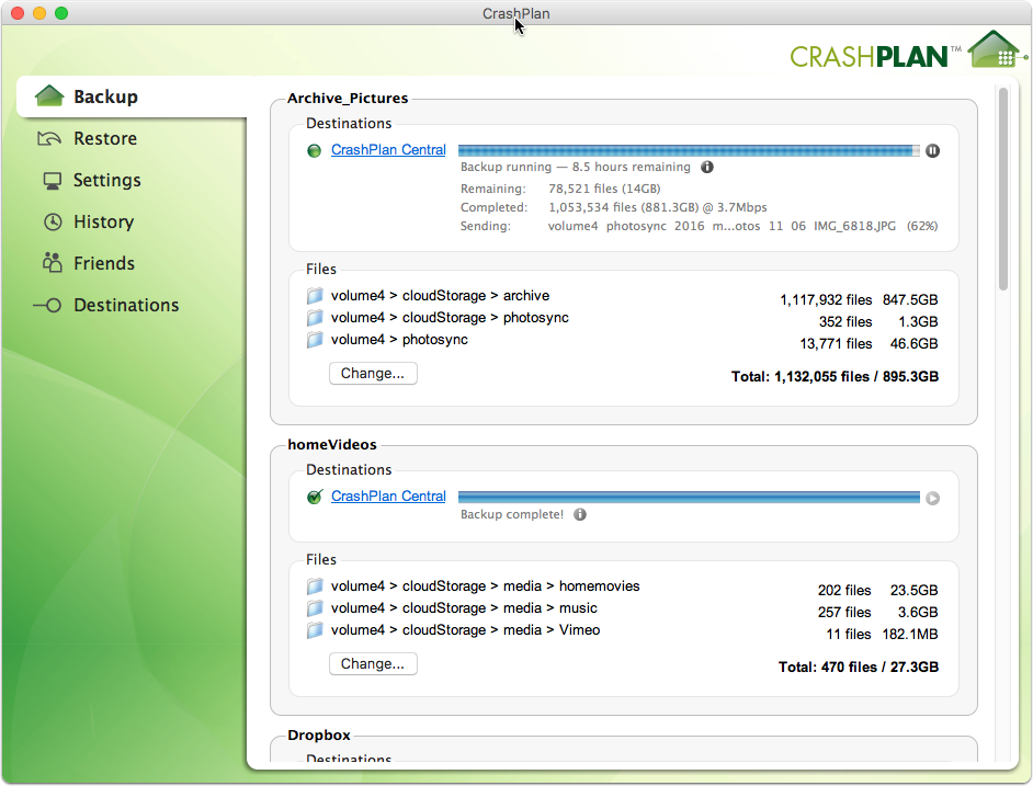 crashplan synology nas