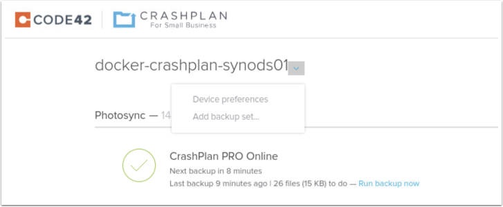 backup synology to crashplan